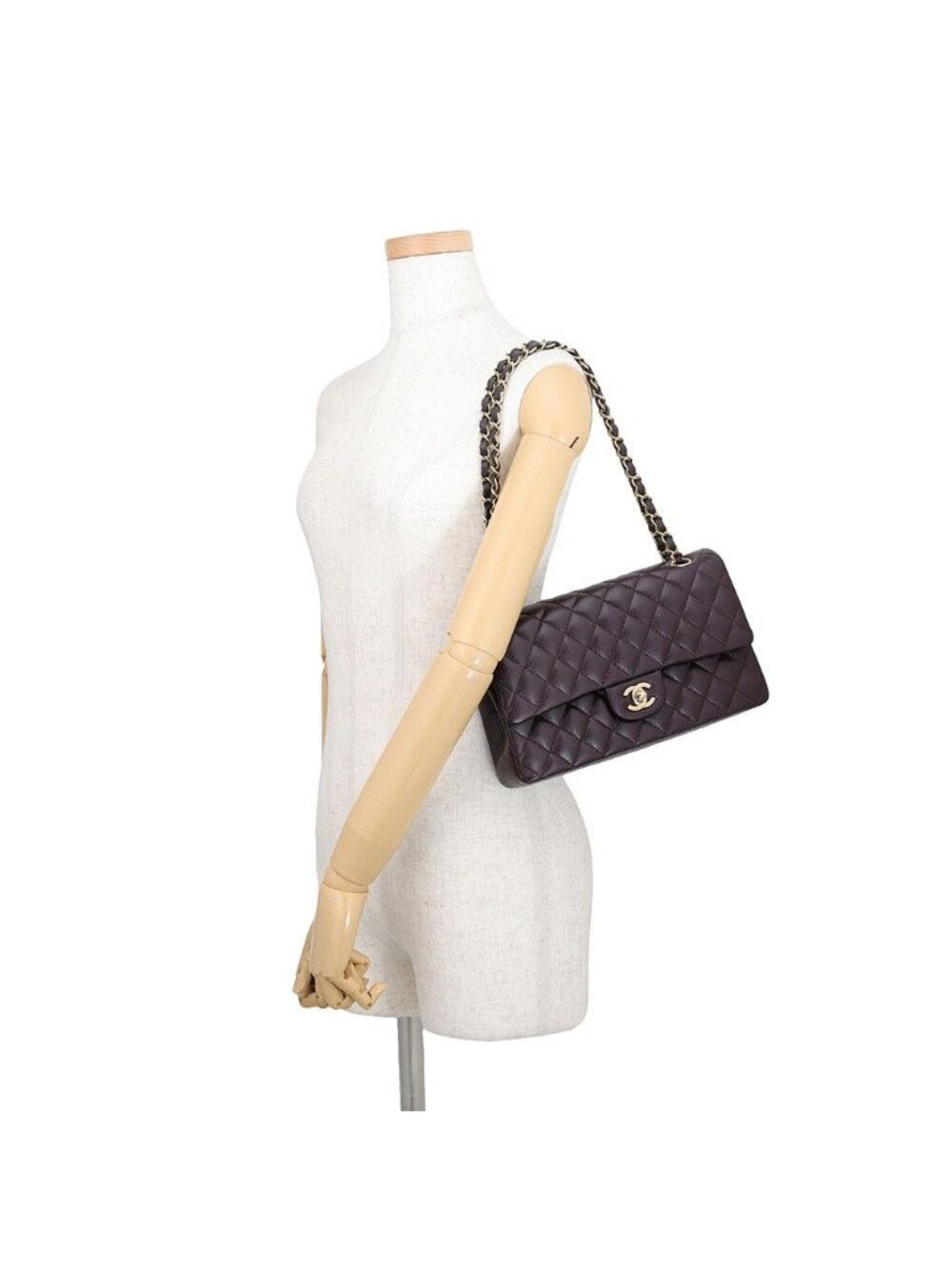 Chanel Chain Shoulder Bag Quilted 25 CC Logo Caviar Leather Double - Picture 4 of 10